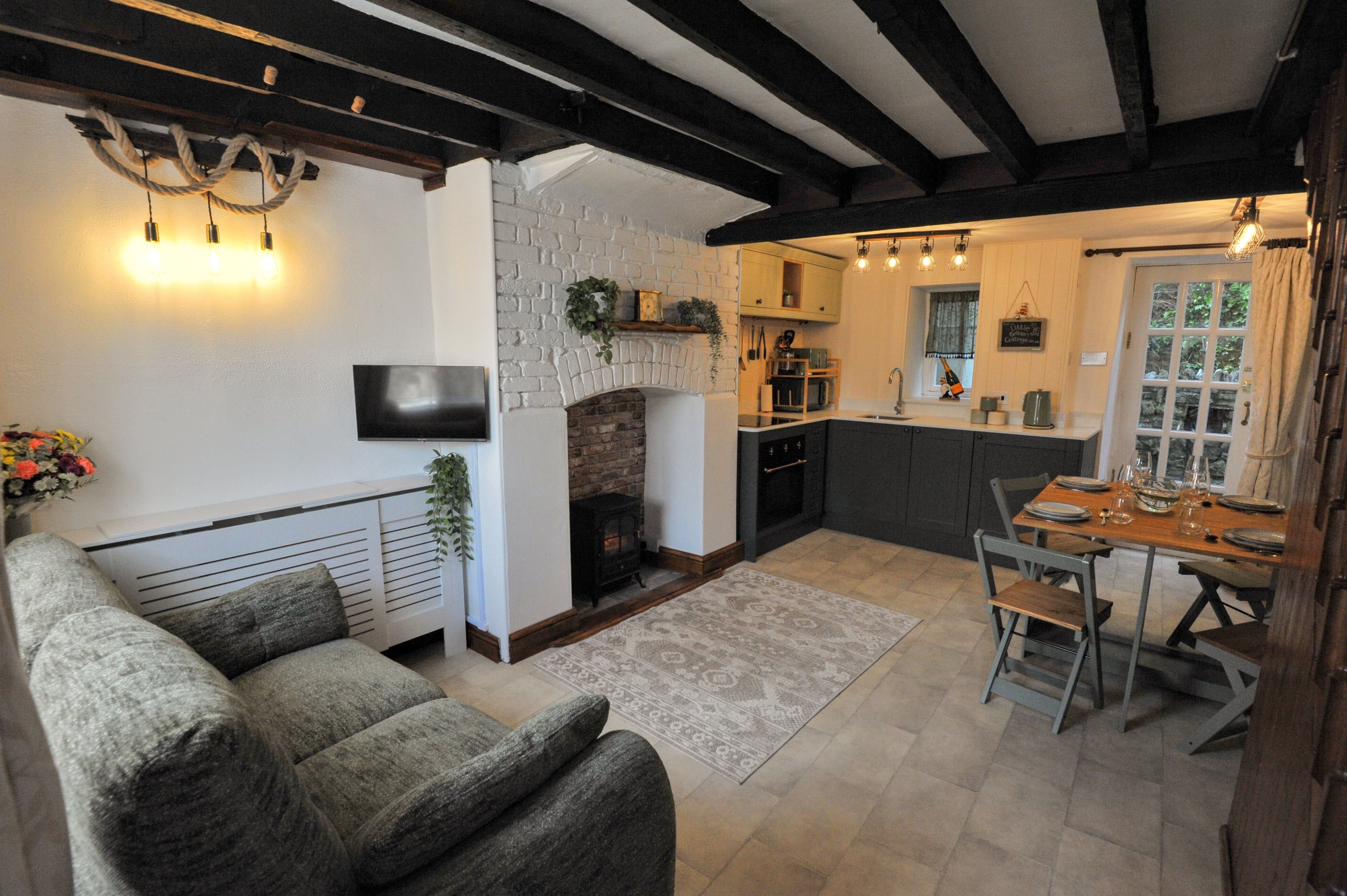 Interior lounge view at The Little Green Cottage