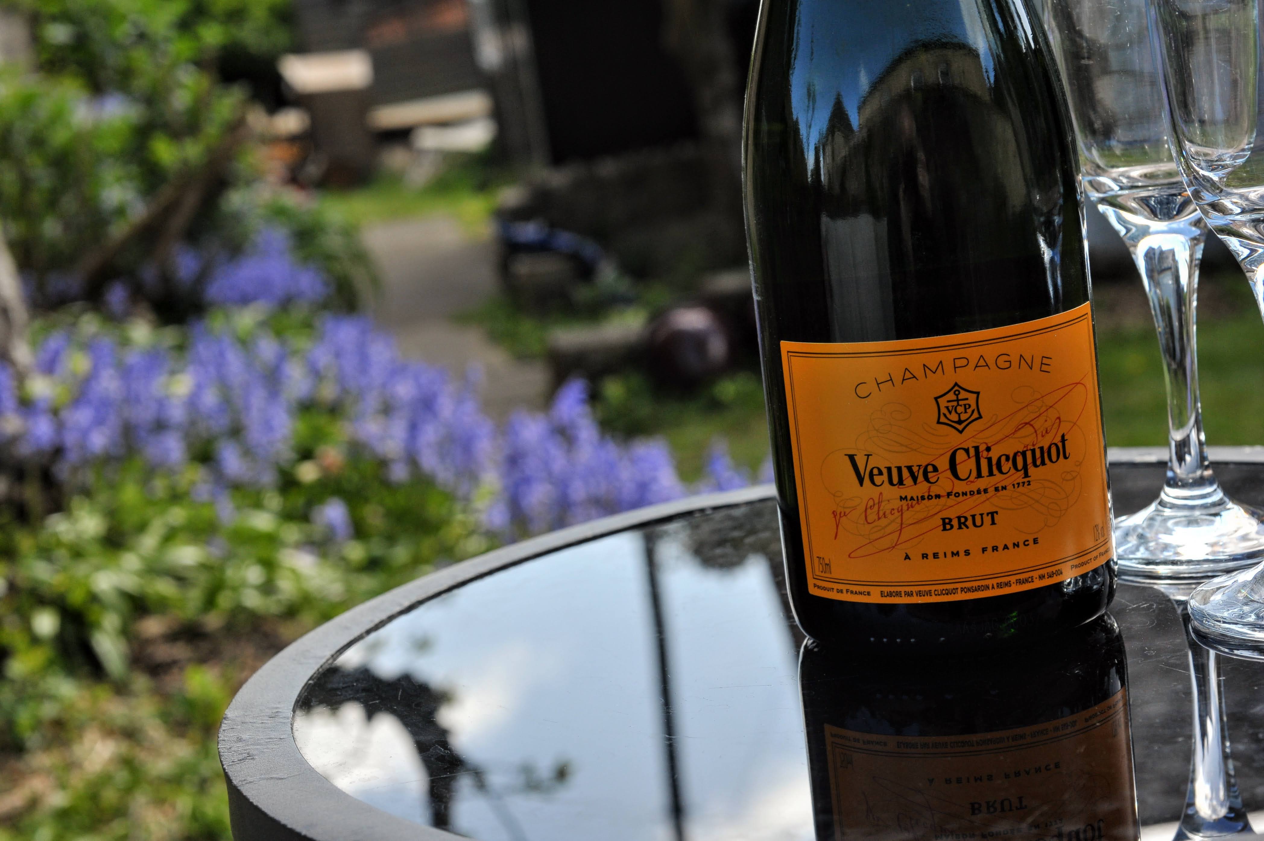 Garden detail with champagne